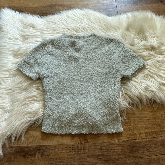 SKIMS Cozy Knit Cropped T-Shirt In Aqua - Picture 4 of 5